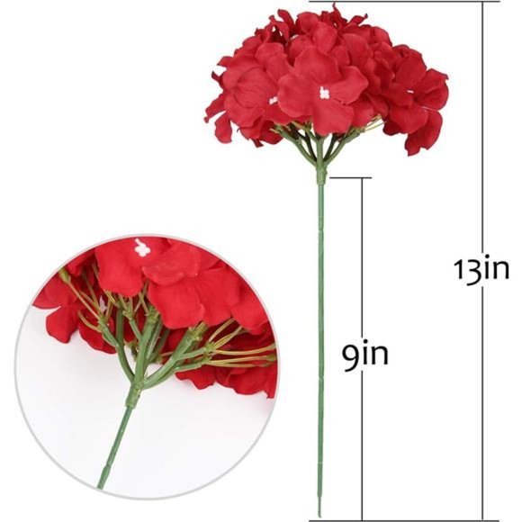 10pack Silk Hydrangea Heads Artificial Flowers Heads w/ Stems Home Wedding Decor - Picture 3 of 6